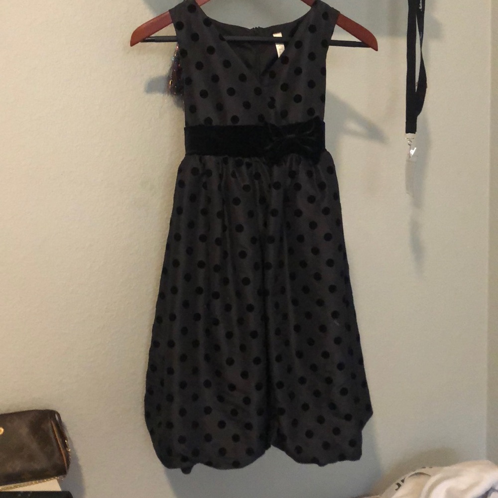 Black vervet poka dotted dress